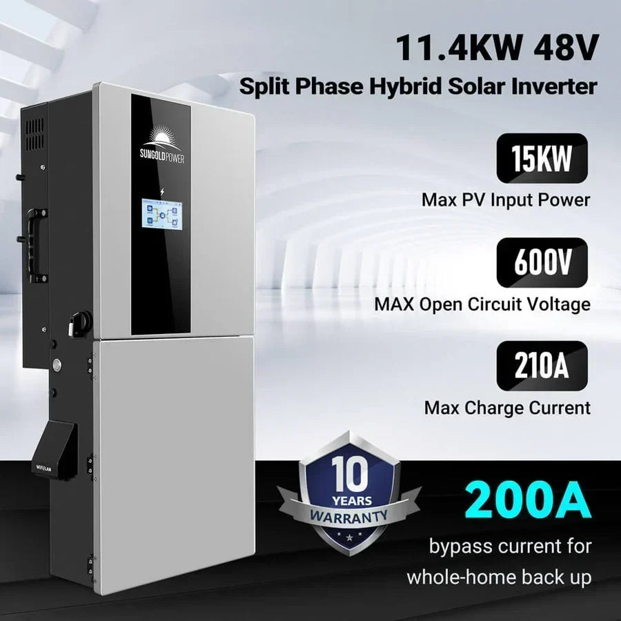 SunGoldPower 11.4kW 48V Split Phase Hybrid Solar Inverter