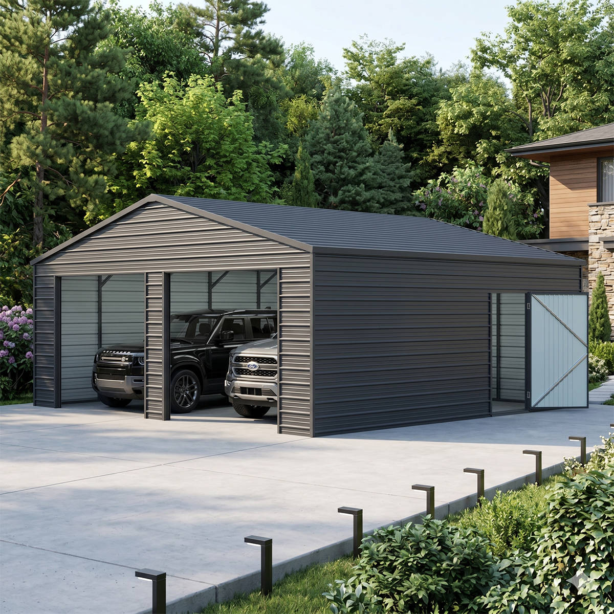 [CLEARANCE] Reinforced 23' x 22' Double Garage Metal Shed with Side Door