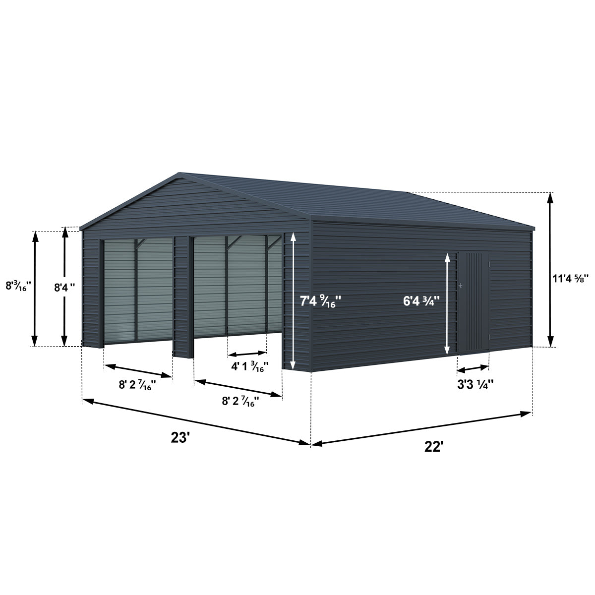 [CLEARANCE] Reinforced 23' x 22' Double Garage Metal Shed with Side Door