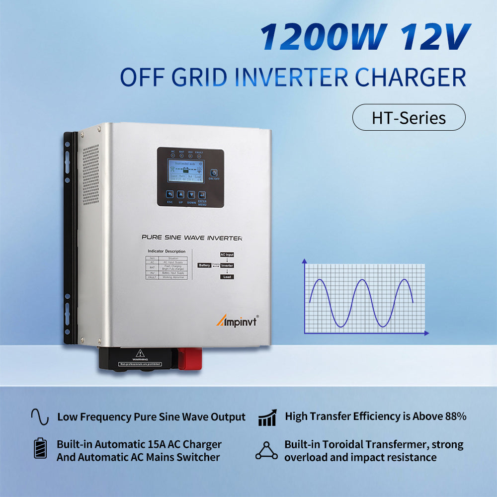 1200W DC 12V Pure Sine Wave Inverter with Charger,UPS Backup Power  Inverter