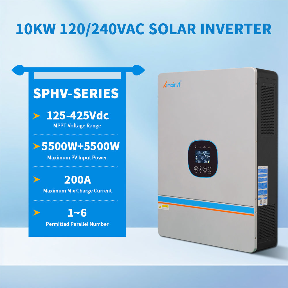 10KW 48V to 120/240V Split Phase Solar Inverter Charger Supports Up to 6 Units in Parallel