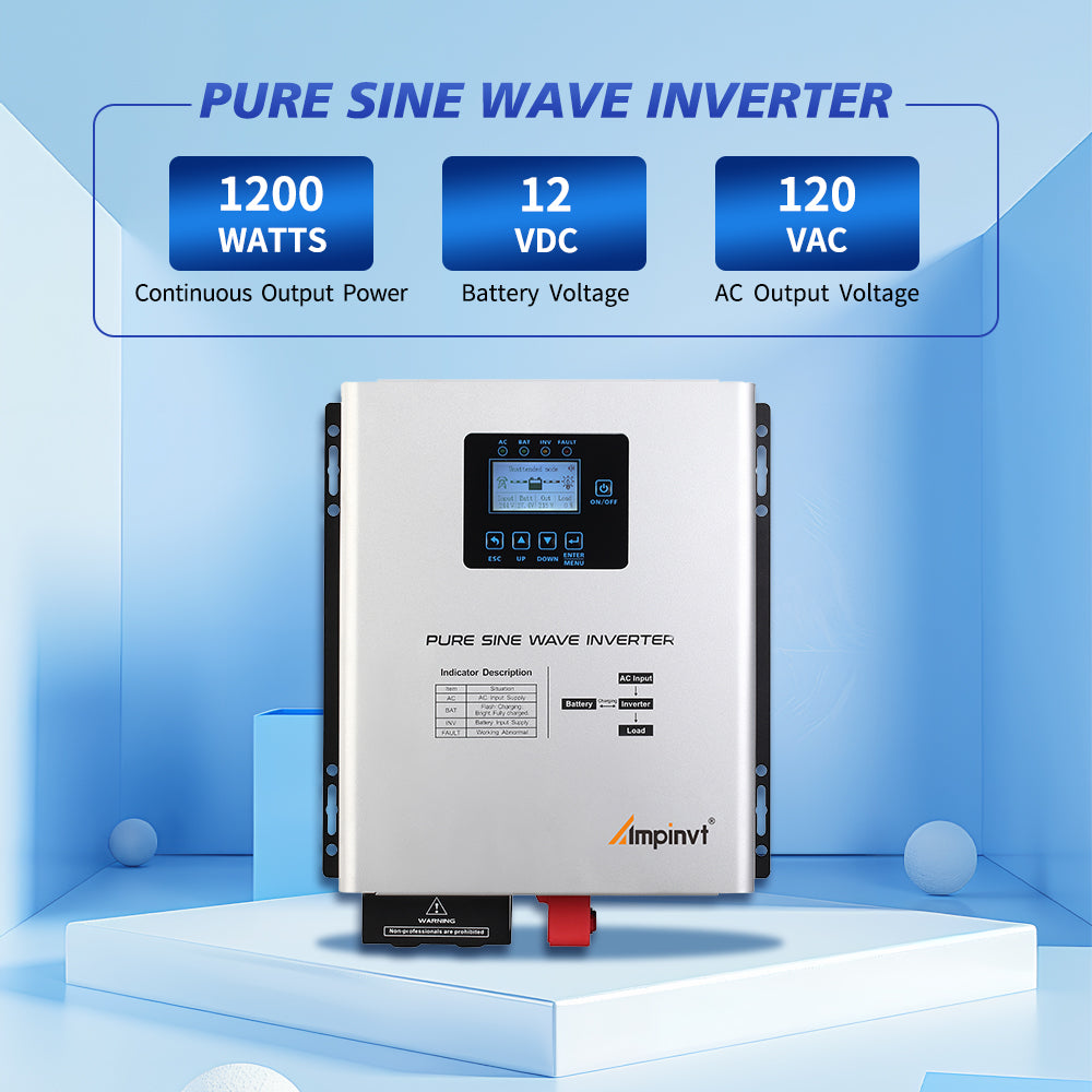 1200W DC 12V Pure Sine Wave Inverter with Charger,UPS Backup Power  Inverter