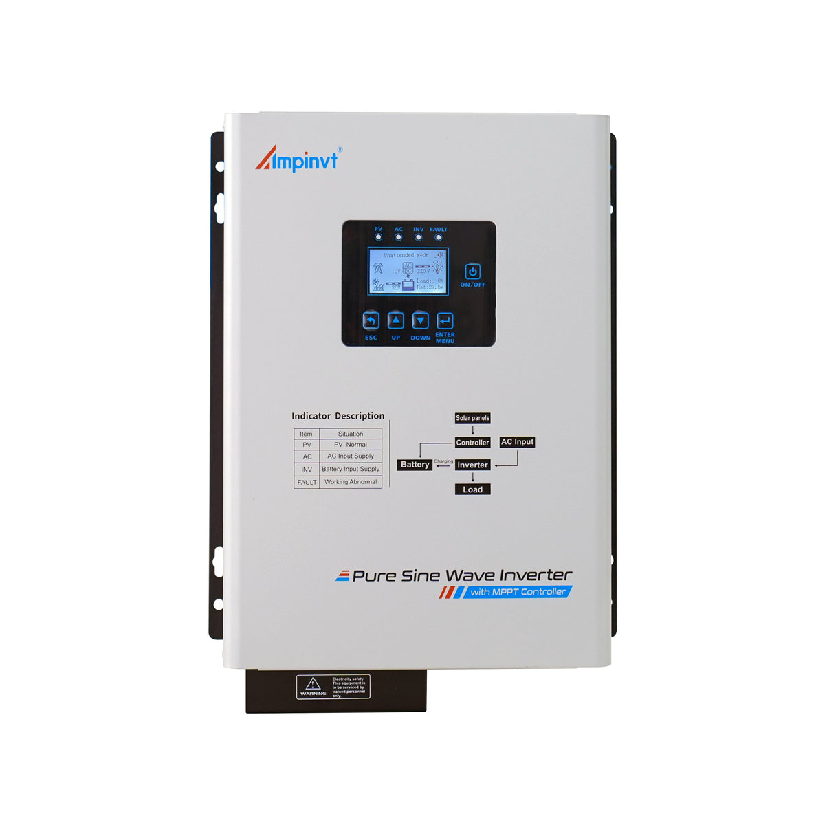 1200W 12Vdc to 120Vac Off grid Low frequency Solar Inverter 40A MPPT