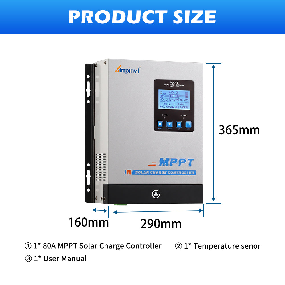 80A MPPT Solar Charge Controller DC 12V 24V 36V 48V for AGM Sealed Gel Flooded Lithium Battery