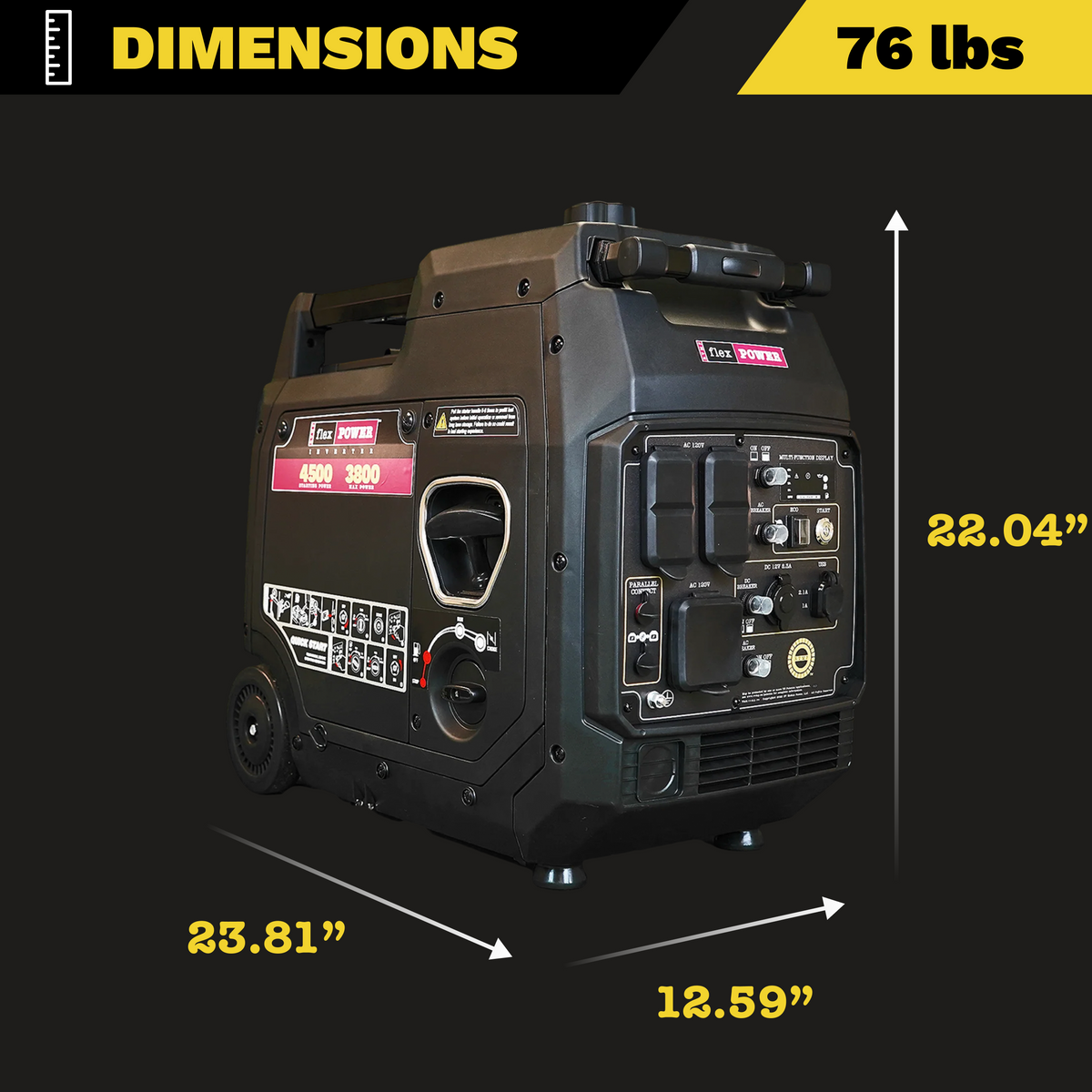 Flex Power® Super Quiet Portable Inverter Generator with CO Auto-Shutoff