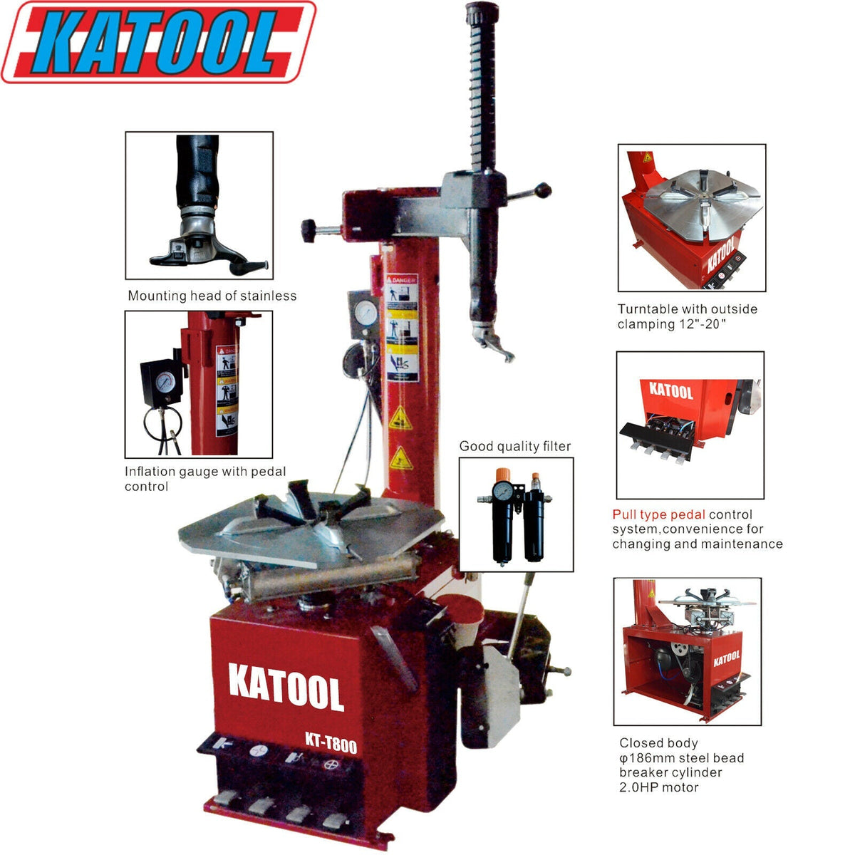 [CLEARANCE] KT-T800 Tire changer Motor 2.0HP home garage equipments
