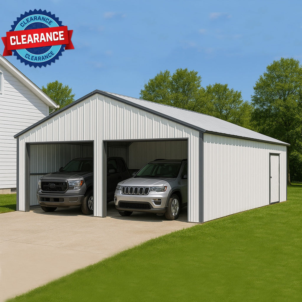 [CLEARANCE] 25' x 33' Double Garage Metal Shed