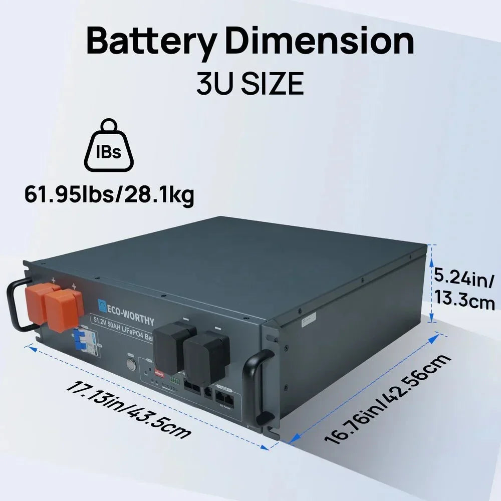 ECO-WORTHY 48V (51.2V) 50Ah Server Rack Battery