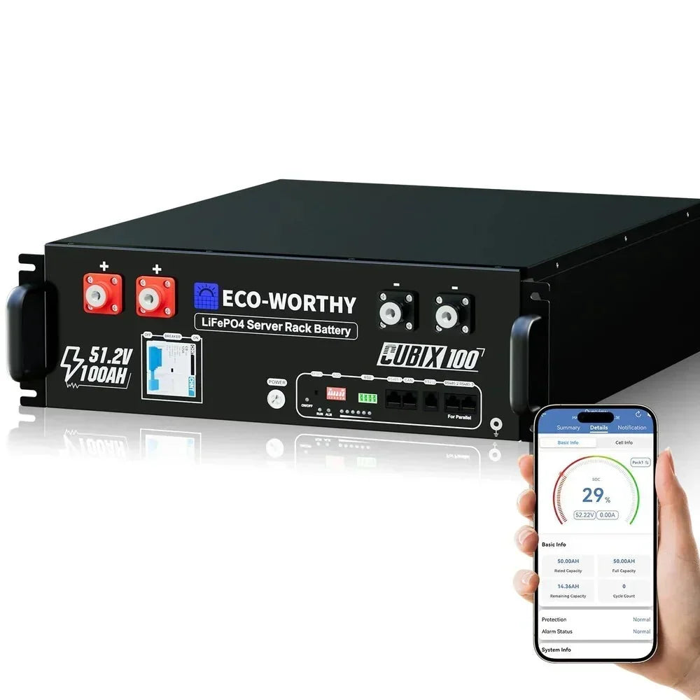 ECO - WORTHY Cubix 100 48V 100Ah Server Rack Battery - Off Grid Stores
