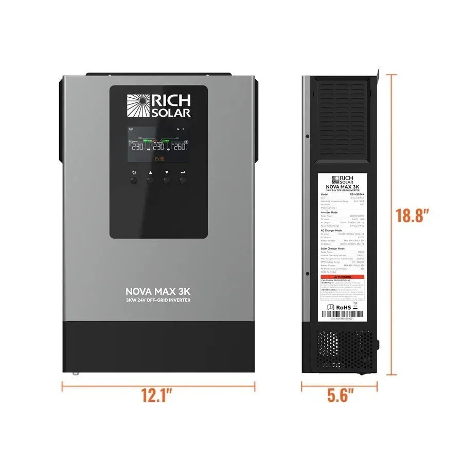 Rich Solar NOVA MAX 3K 2026 24V 3000W Off-Grid Hybrid Inverter