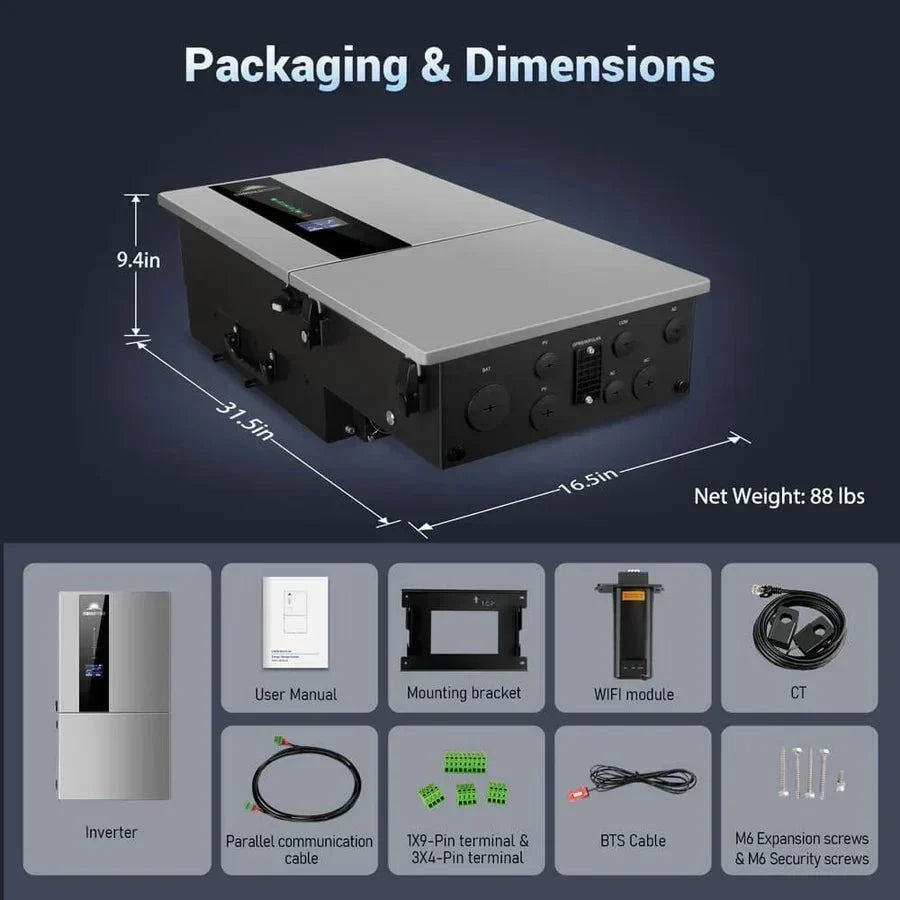 SunGoldPower 7.6KW 48V Split Phase Hybrid Solar Inverter