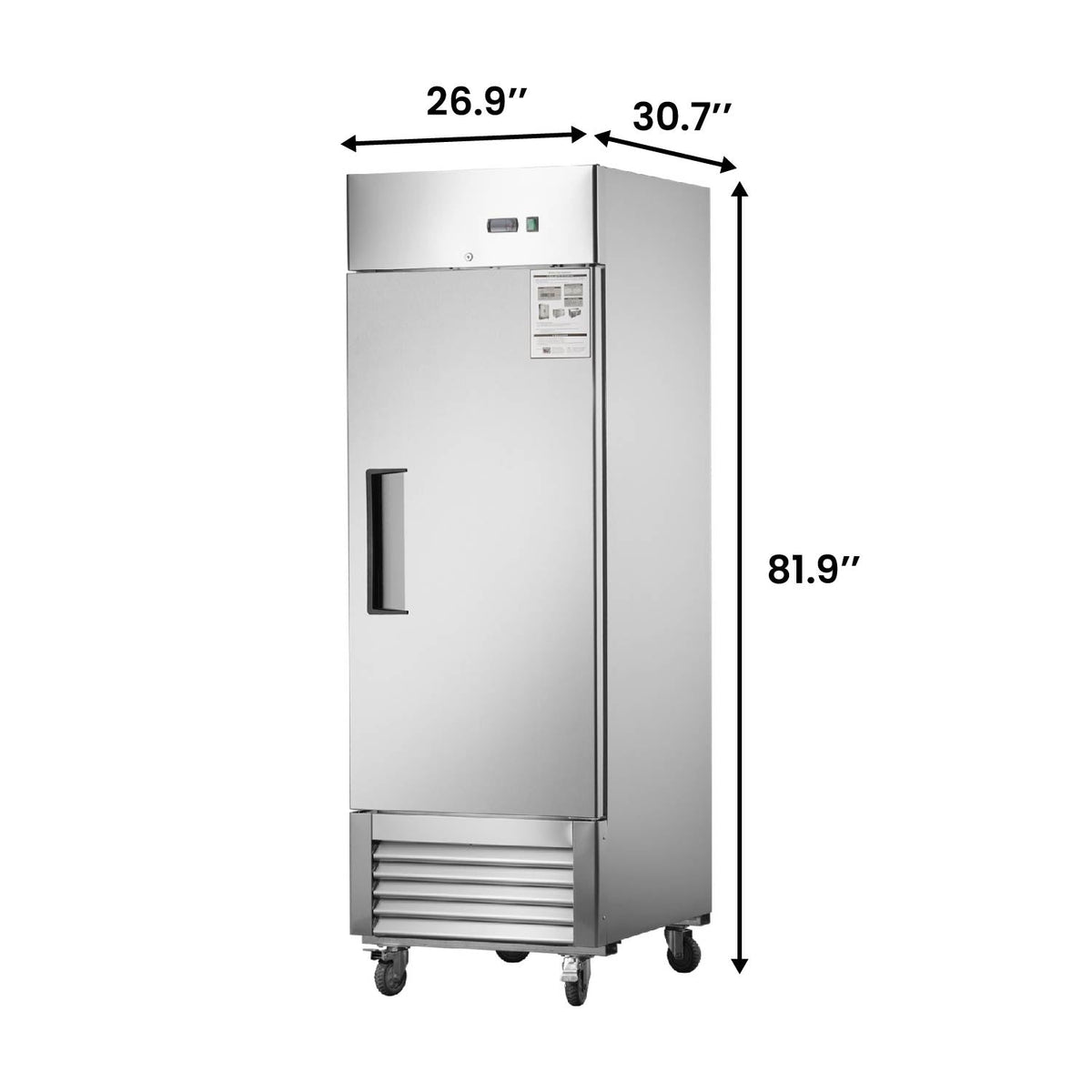 [CLEARANCE] 27"W Single Solid Door Reach-In Refrigerator 19 cu. ft. Commercial Refrigerator