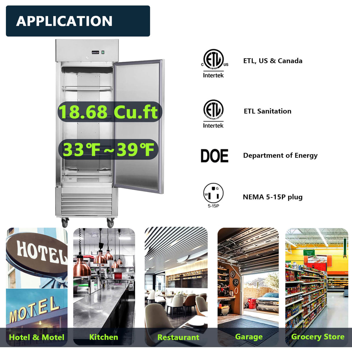 [CLEARANCE] 27"W Single Solid Door Reach-In Refrigerator 19 cu. ft. Commercial Refrigerator