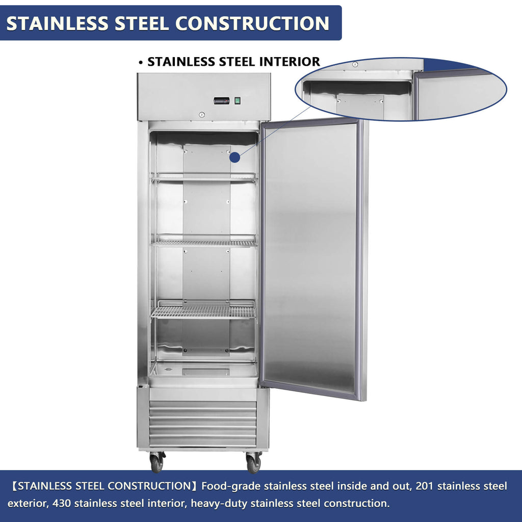 [CLEARANCE] 27"W Single Solid Door Reach-In Refrigerator 19 cu. ft. Commercial Refrigerator